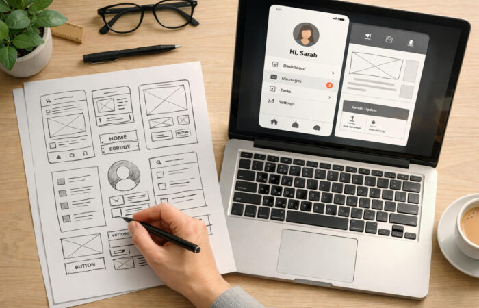 UI and UX 3 UI and UX concept image with minimal abstract iceberg-inspired design