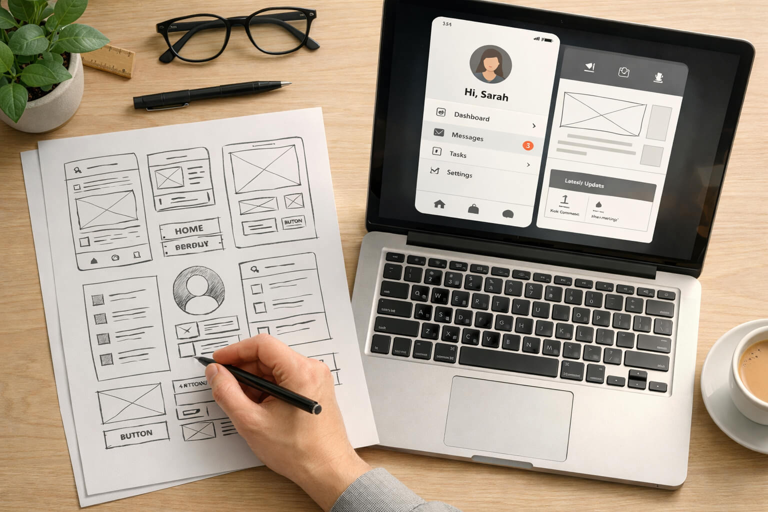 UI and UX concept image with minimal abstract iceberg-inspired design