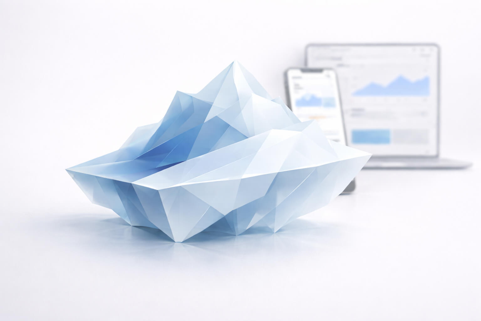 UI and UX concept image with minimal abstract iceberg-inspired design