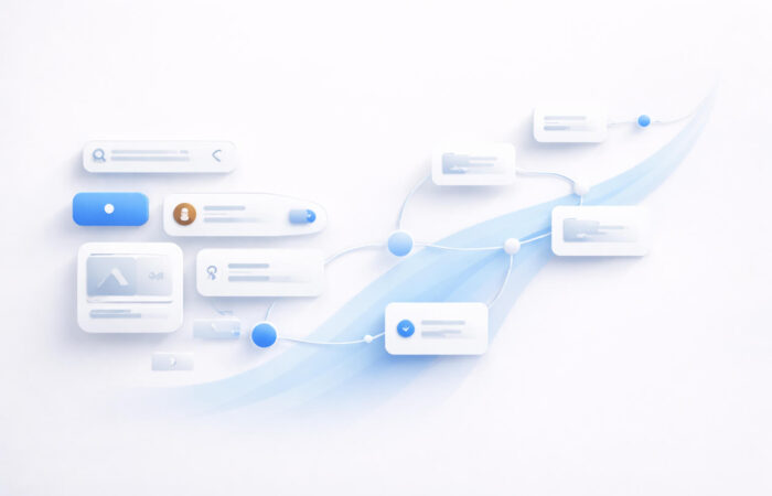 UI and UX Design 2 UI and UX design hero showing interface components connected to a user journey