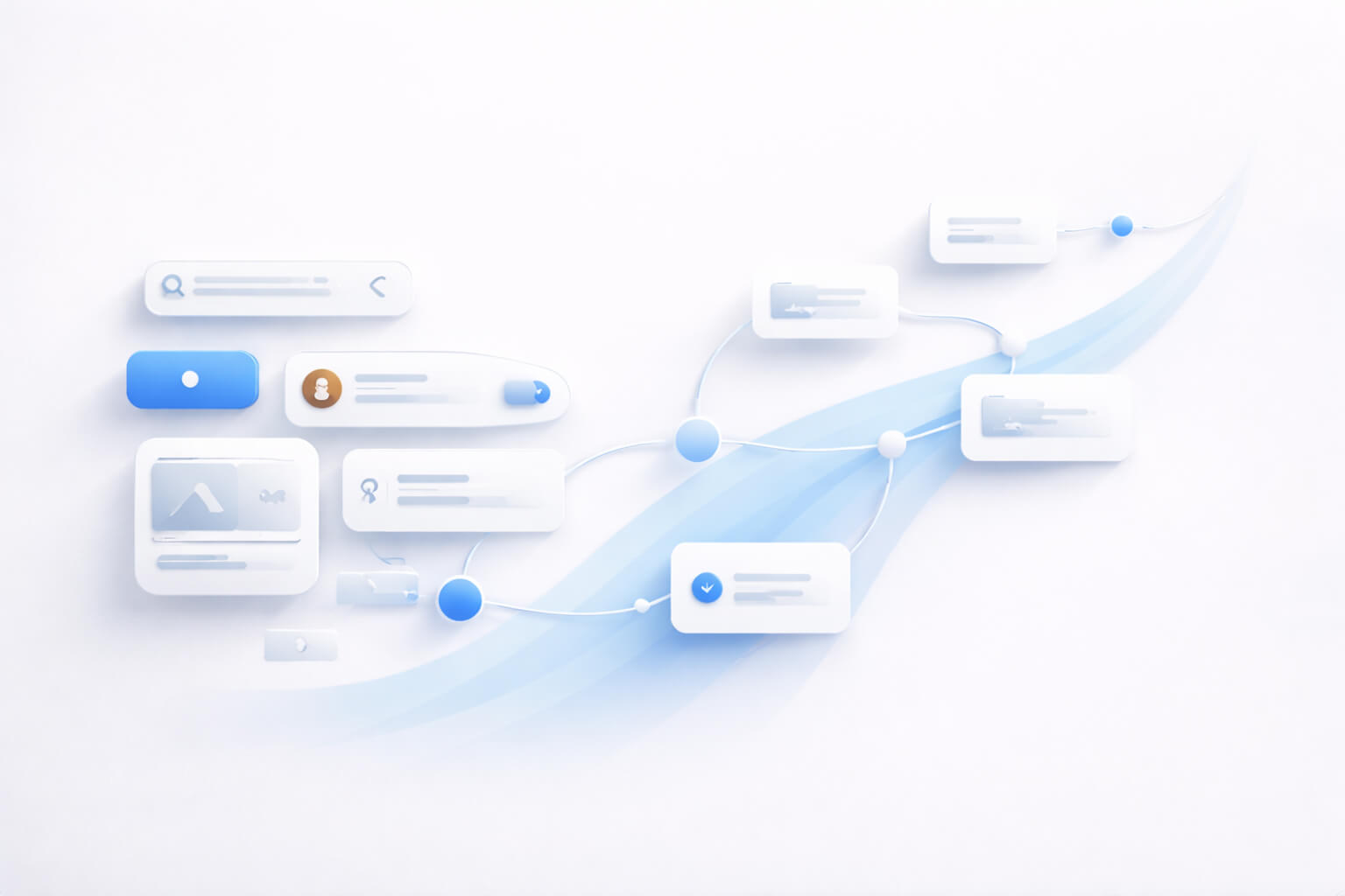 UI and UX Design 1 UI and UX design hero showing interface components connected to a user journey