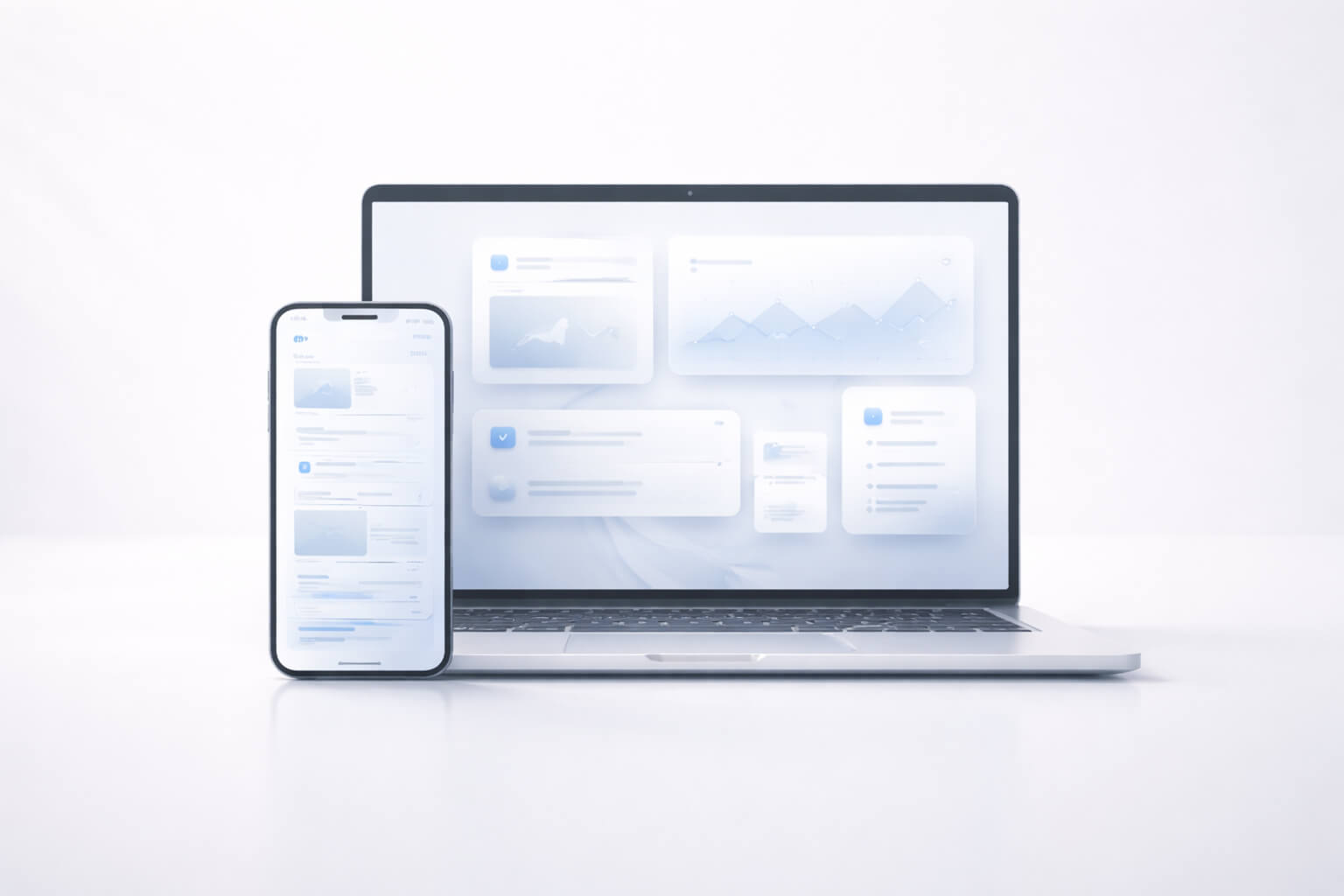 UI and UX Design 2 UI and UX design hero with devices showing minimal abstract interface