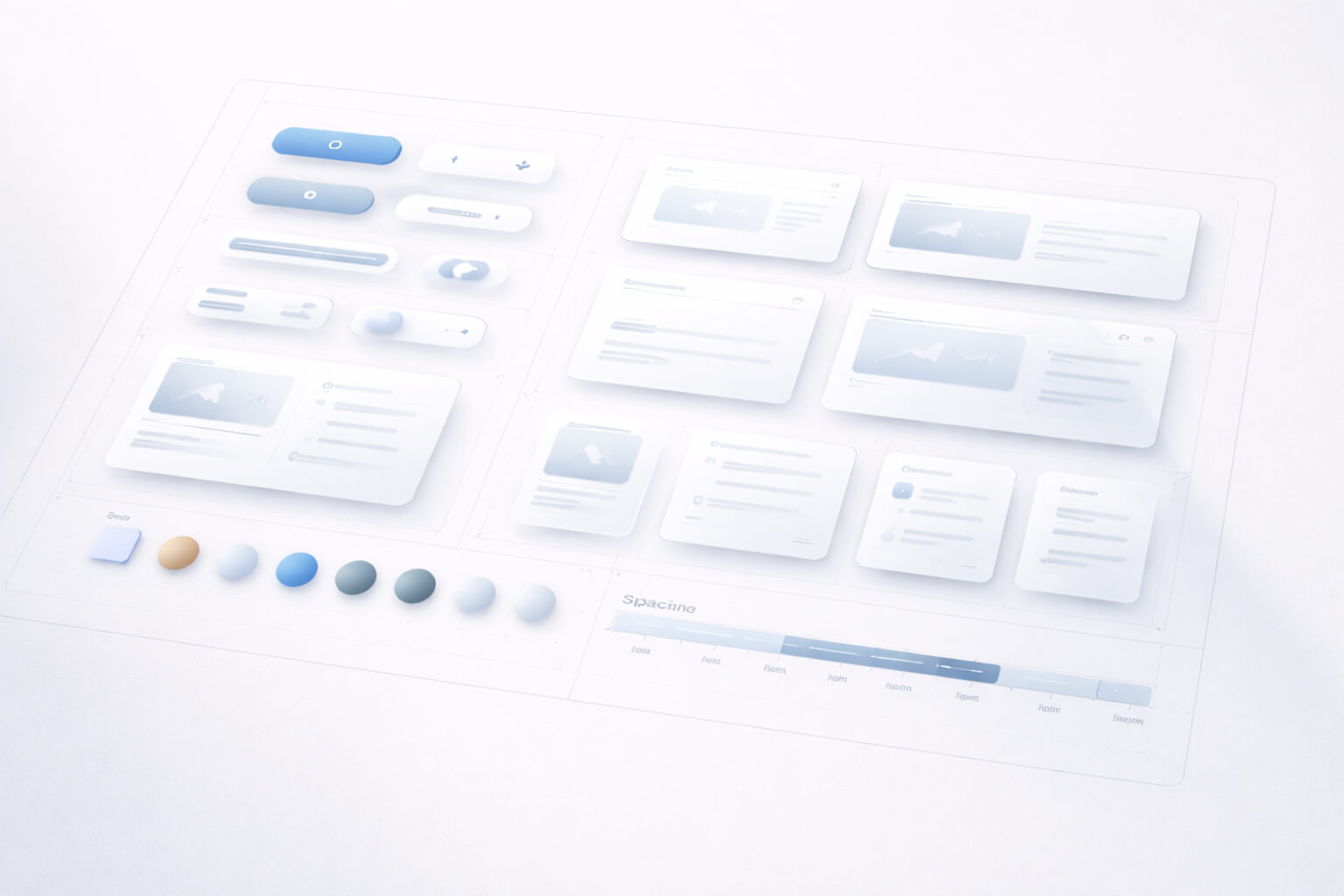 UI and UX Design 3 UI and UX design hero showing abstract design system components and grid